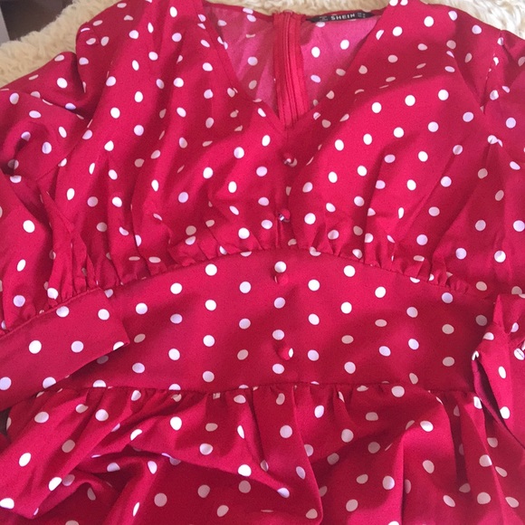 Red with white polka dot Dress - Picture 5 of 7